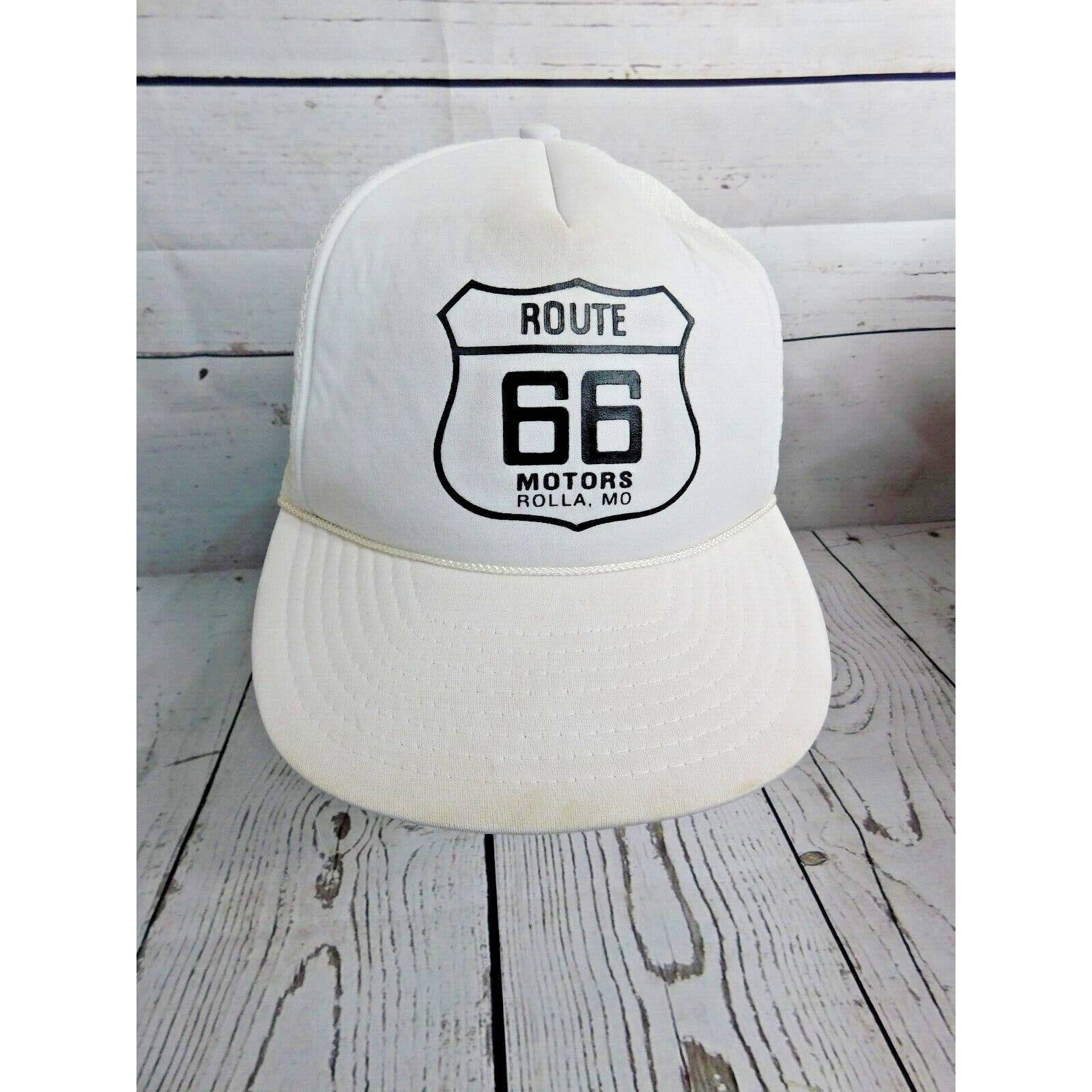 Vintage Route 66 Winner Brand White Trucker Hat Mesh Snapback PreOwned